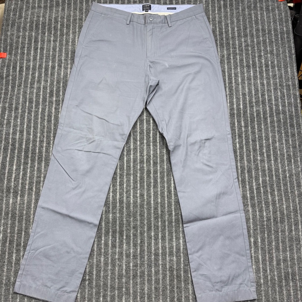 J.Crew Mens The Sutton Summerweight Chino Pants 34x34 Gray Cotton Straight Leg